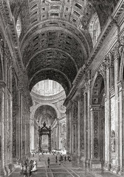 Innenansicht der Petersbasilika, Vatikanstadt, Rom, Italien im späten 19. Jahrhundert. Aus Italian Pictures von Rev. Samuel Manning, veröffentlicht ca. 1890. von Reverend Samuel Manning