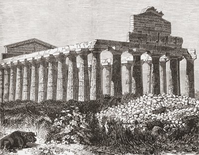Tempel in Paestum, Italien im späten 19. Jahrhundert. Aus Italienische Bilder von Rev. Samuel Manning, veröffentlicht ca. 1890. von Reverend Samuel Manning