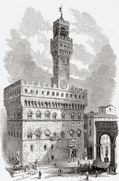 Der Palazzo Vecchio, Florenz, Toskana, Italien im späten 19. Jahrhundert. Aus Italienische Bilder von Rev. Samuel Manning, veröffentlicht ca. 1890. von Reverend Samuel Manning