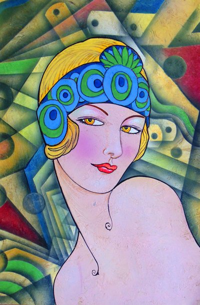Art Deco Flapper-Porträt von Ricardo Maya