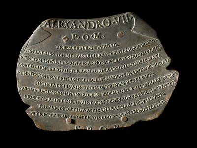 Mittelalterliche Bronzeplakette zur Feier des Endes der Pest in Rom von John Pardon
