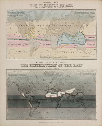 Zwei meteorologische Karten, ca. 1850 von John Pardon