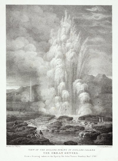 Ansicht der kochenden Quelle in Island, genannt der Große Geysir von John Pardon