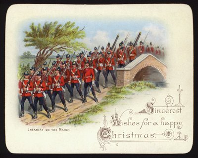 Infanterie auf dem Marsch, Weihnachtsgrußkarte von Richard (after) Simkin