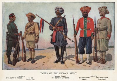 Soldaten der indischen Armee (farbige Lithografie) von Richard (after) Simkin