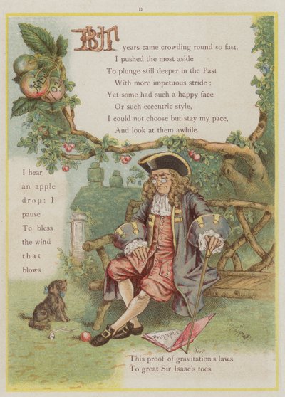 Seite aus Upstream von Richard Andre, Isaac Newton und die Schwerkraft von Richard Andre