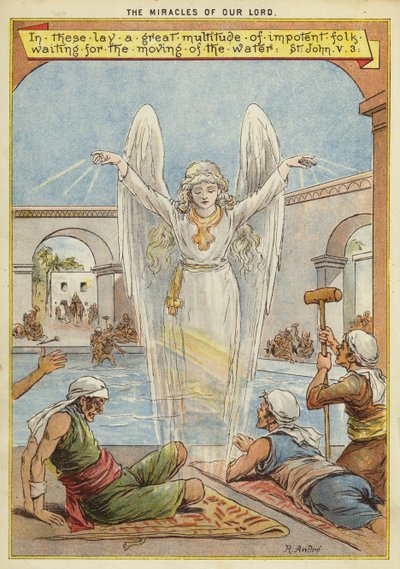 Die Wunder Christi: Kranke Menschen warten auf die Bewegung des Wassers durch einen Engel von Richard Andre