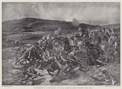 Das Unglück bei Koorn Spruit, die Royal Horse Artillery bedient ihre Kanonen (Lithografie) von Richard Caton II (after) Woodville
