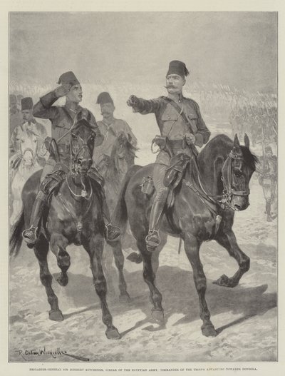 Brigadegeneral Sir Herbert Kitchener, Sirdar der ägyptischen Armee, Kommandeur der Truppen auf dem Vormarsch nach Dongola von Richard Caton Woodville junior