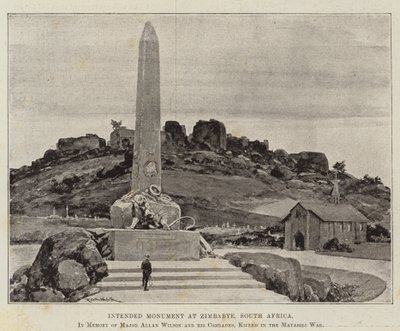 Geplantes Denkmal in Simbabwe, Südafrika, zum Gedenken an Major Allan Wilson und seine Kameraden, die im Matabili-Krieg getötet wurden von Richard Caton Woodville junior