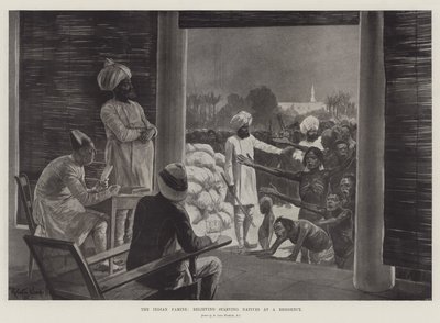 Die indische Hungersnot, hungernde Einheimische in einer Residenz von Richard Caton Woodville junior