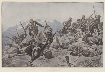 Der Sturm auf den Dargai-Kamm durch die Gordon Highlanders, Piper Findlater spielt weiter, obwohl er an beiden Beinen verwundet ist von Richard Caton Woodville junior