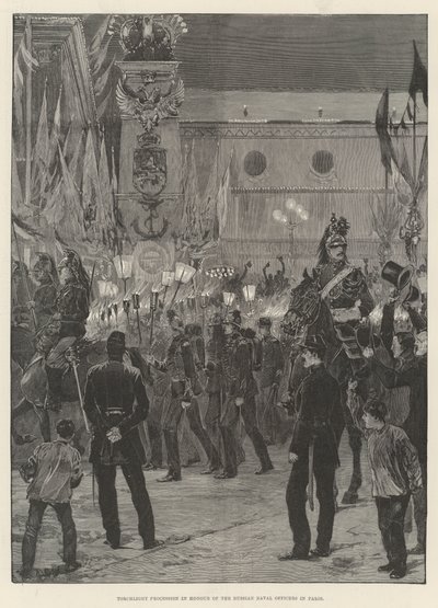 Fackelzug zu Ehren der russischen Marineoffiziere in Paris von Richard Caton Woodville junior