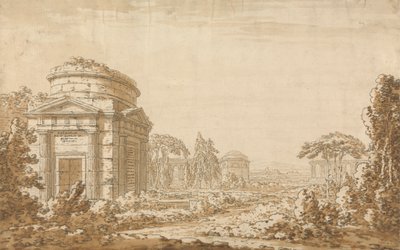 Klassische italienische Landschaft mit Tempeln und einem zerstörten Aquädukt von Richard Cooper the Younger