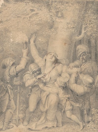 Königin Margarete von Anjou mit dem Prinzen, ihrem Sohn, von Räubern im Wald ihrer Insignien beraubt von Richard Cosway