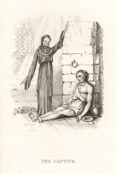 Das Skelett des Todes und der Gefangene (1827, Gravur) von Richard Dagley