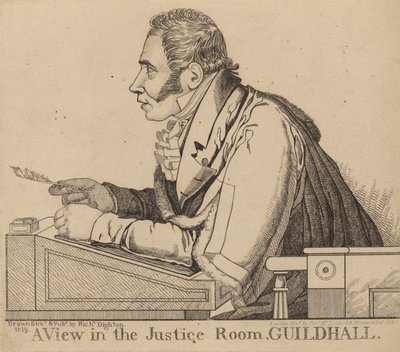 Sir Matthew Wood; Eine Ansicht im Justizraum, Guildhall von Richard Dighton