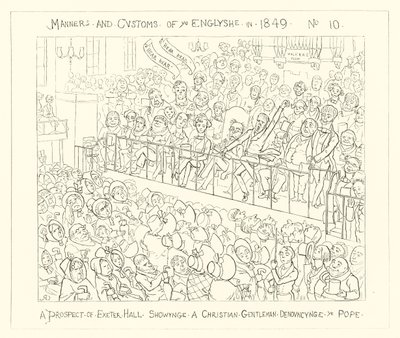 1849, Eine Aussicht auf die Exeter Hall zeigt einen christlichen Gentleman, der den Papst verurteilt von Richard Doyle