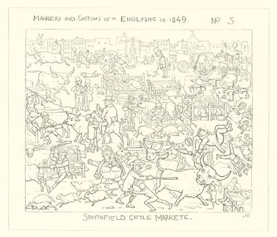 1849, Smithfield Viehmarkt von Richard Doyle