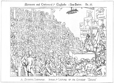 Eine wissenschaftliche Institution. Während des Vortrags eines berühmten Gelehrten, 1849 von Richard Doyle