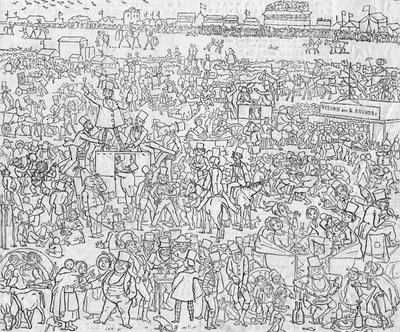 Sitten und Gebräuche der Engländer im Jahr 1849: Ein Blick auf Epsom Downe am Derby-Tag, 1849 von Richard Doyle