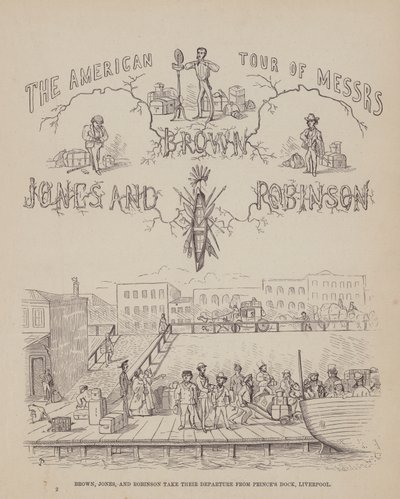 Seite aus Die amerikanische Tour von Herrn Brown, Jones und Robinson von Richard Doyle