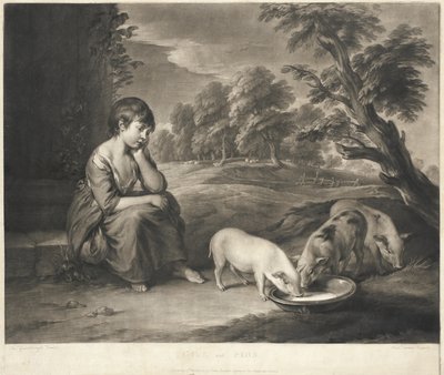Mädchen und Schweine von Richard Earlom