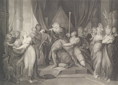 König Lear verstößt seine Tochter Cordelia, Shakespeare von Richard Earlom