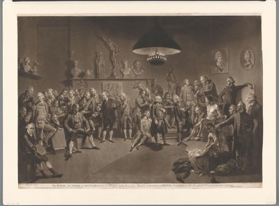 Mitglieder der Royal Academy im Interieur mit männlichem Aktmodell, 1768 von Richard Earlom