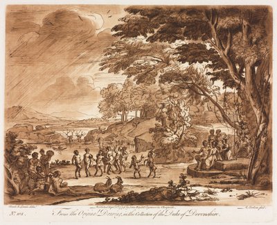 Liber Veritatis: Nr. 108, Landschaft mit tanzenden Satyrn und Nymphen von Richard Earlom