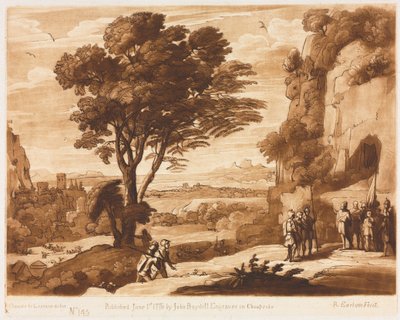 Liber Veritatis: Nr. 145, Eine Landschaft mit Figuren, Simon vor Priamos gebracht, 1776 von Richard Earlom