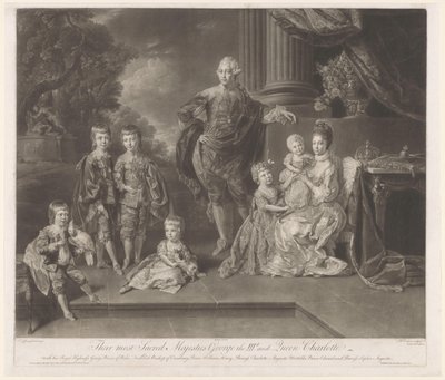 Porträt von George III., König des Vereinigten Königreichs, und seiner Familie von Richard Earlom