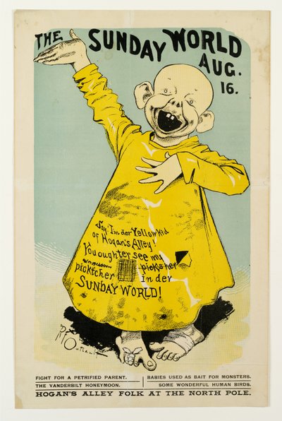 The Sunday World Aug. 16: Sag, ich bin der Yellow Kid von Hogans Alley..., ca. 1895-98 von Richard Felton Outcault