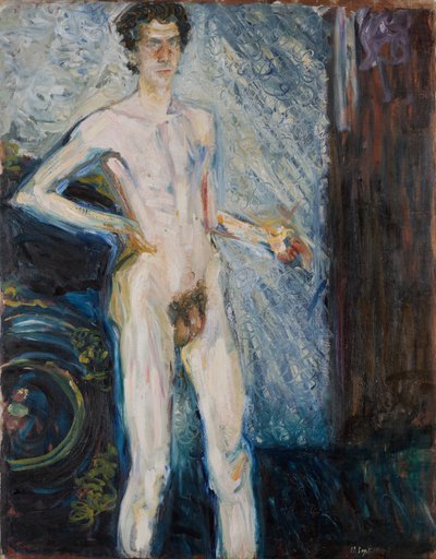 Nacktes Selbstporträt mit Palette, 1908 von Richard Gerstl