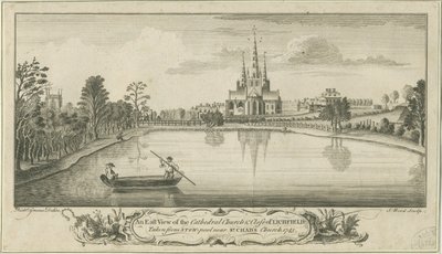 Lichfield Kathedrale und Close - Ostansicht: Kupferstich von Richard Greene