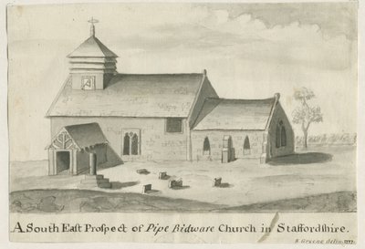 Pipe Ridware Kirche: Sepiazeichnung, 1777 von Richard Greene