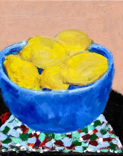 Stillleben mit Zitronen in einer blauen Schale, 2021 von Richard H. Fox