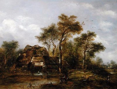 Überschüssige Mühle mit einem Mann beim Angeln von Richard Hilder