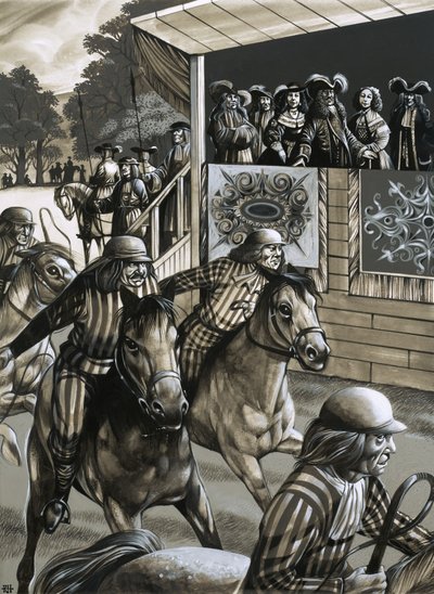 Karl II. und seine Damenfreunde genießen einen Tag bei den Newmarket-Rennen von Richard Hook