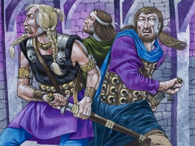 Sir Galahad, zusammen mit Percival und Bors von Richard Hook