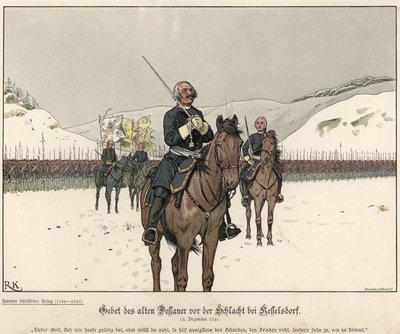 Gebet von Prinz Leopold von Anhalt-Dessau vor der Schlacht von Kesselsdorf von Richard Knoetel