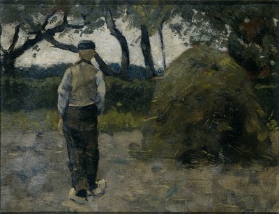 Ein Bauer steht neben einem Heuhaufen von Richard Nicolaüs Roland Holst