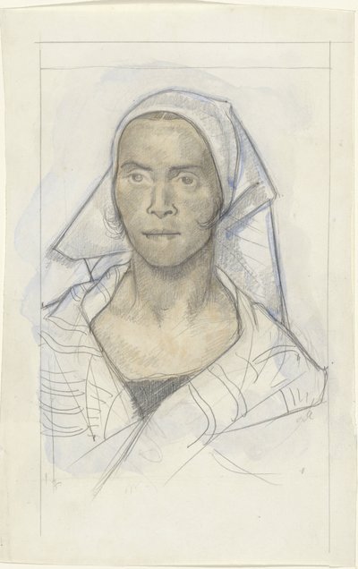 Porträt einer Frau mit Kopftuch von Richard Nicolaüs Roland Holst