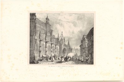 Ansicht der Kirche Saint-Gervais-et-Saint-Protais in Gisors, Blatt der Folge "Voyages pittoresques et romantiques dans l