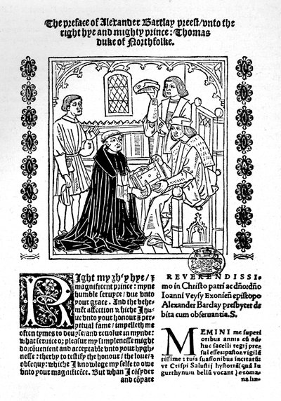 Der Übersetzer überreicht sein Buch dem Herzog von Norfolk von Richard Pynson