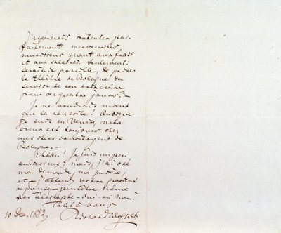 Handgeschriebener Brief von Richard Wagner an Luigi Mancinelli, 10. Dezember von Richard Wagner