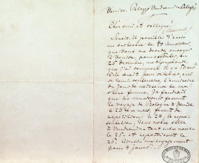 Handgeschriebener Brief von Richard Wagner an Luigi Mancinelli, 10. Dezember von Richard Wagner