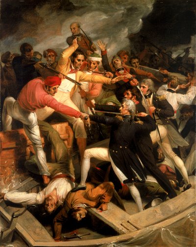 Nelson im Konflikt mit einem spanischen Boot, Juli 1797 von Richard Westall