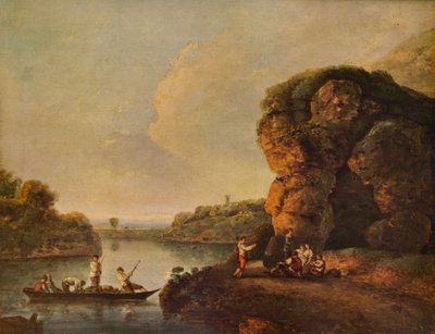 Landschaft mit Fluss und Booten von Richard Wilson