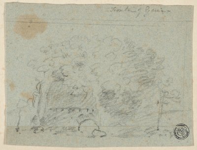 Skizze von Bäumen in der Nähe einer Brücke (recto); Skizze eines Gebäudes (verso) von Richard Wilson